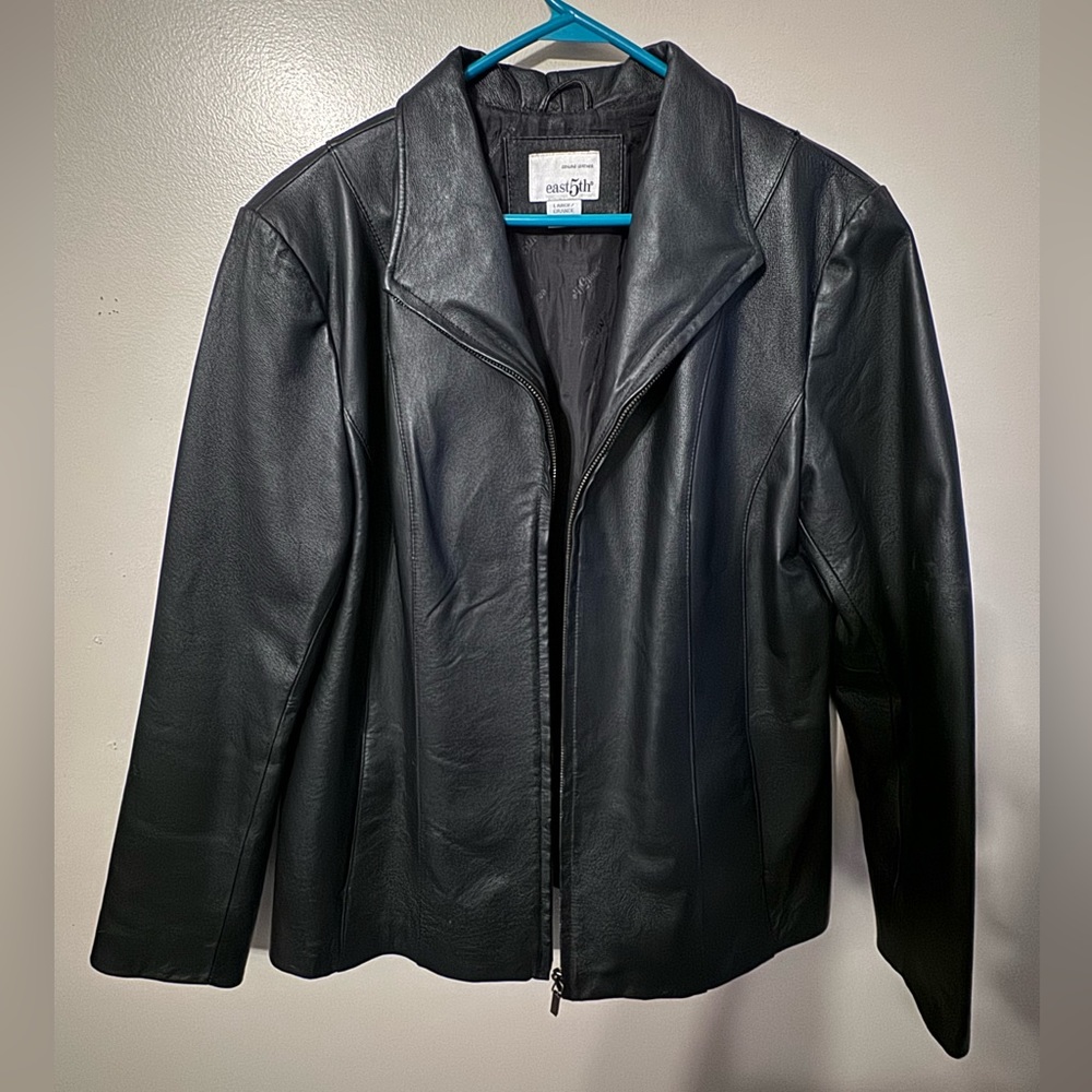 Black leather jacket large